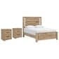 Ashley Brozmont Queen Platform Panel Bed with Two Nightstands in Natural Brown, , large
