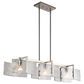 Golden Lighting Aenon 3-Light Wide Linear Pendant with Hammered Water Glass Shade in Pewter, , large