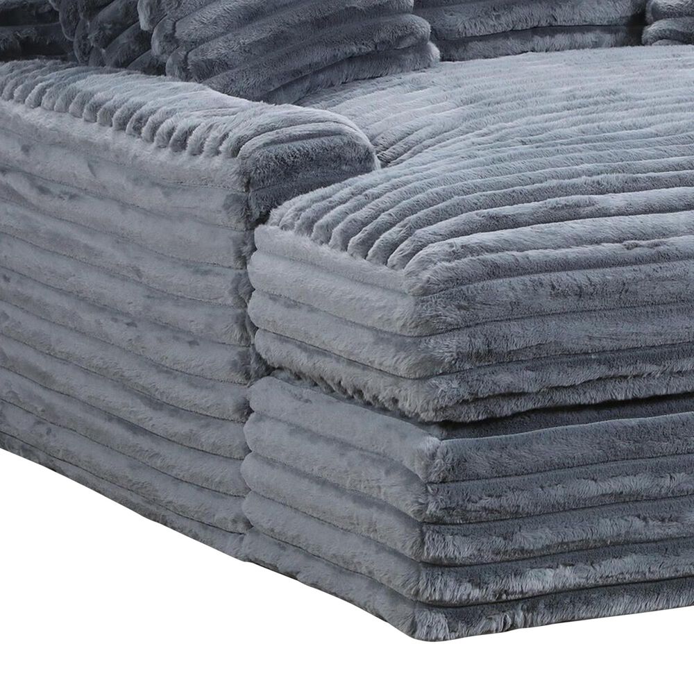 Maple + Main Oversized Chaise Lounge with USB Charging Ports and 2-Cupholder in Grey, , large