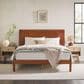 Walker Edison Cama Queen Platform Bed with Slatted Headboard in Brown, , large