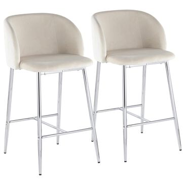 Lumisource Luna Counter Stool with Cream Cushion in Chrome (Set of 2), , large