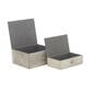 Maple and Jade 2-Piece Handmade Cowhide Decorative Box Set with Leather Loop Closure in Gray and White, , large