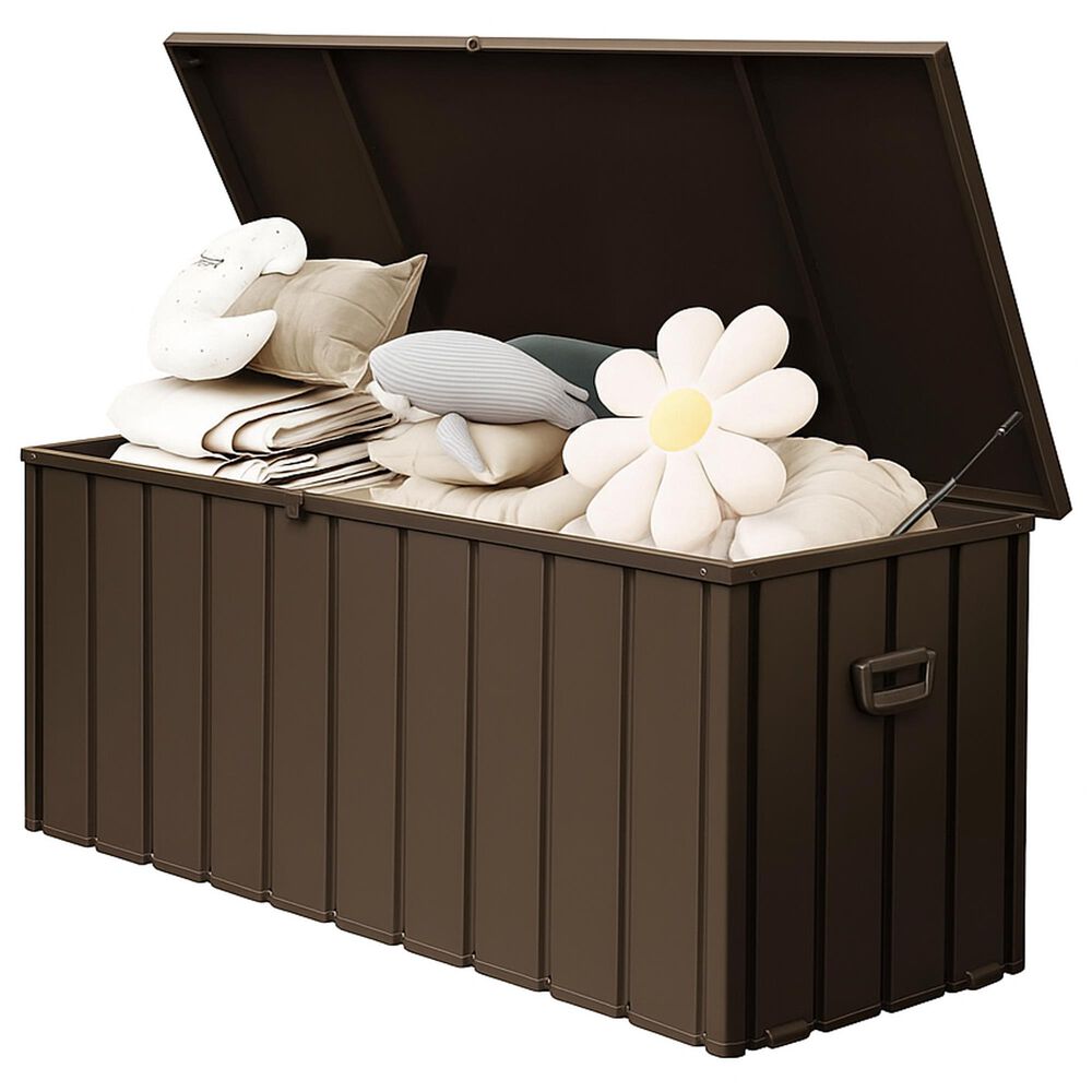 HOMLUX 190-Gallon Outdoor Storage Deck Box in Brown, , large