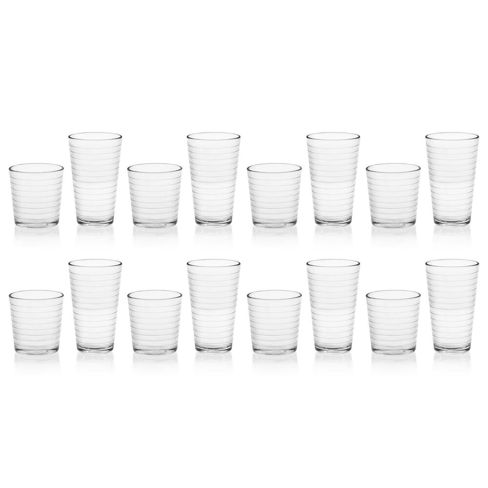 Libbey Glass Hoops 16-Piece Tumbler and Rocks Glass Set in Clear, , large