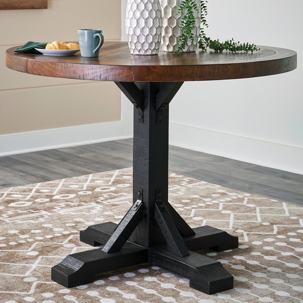 Ashley Valebeck Counter Height Dining Table in Rustic Black and Brown - Table Only, , large