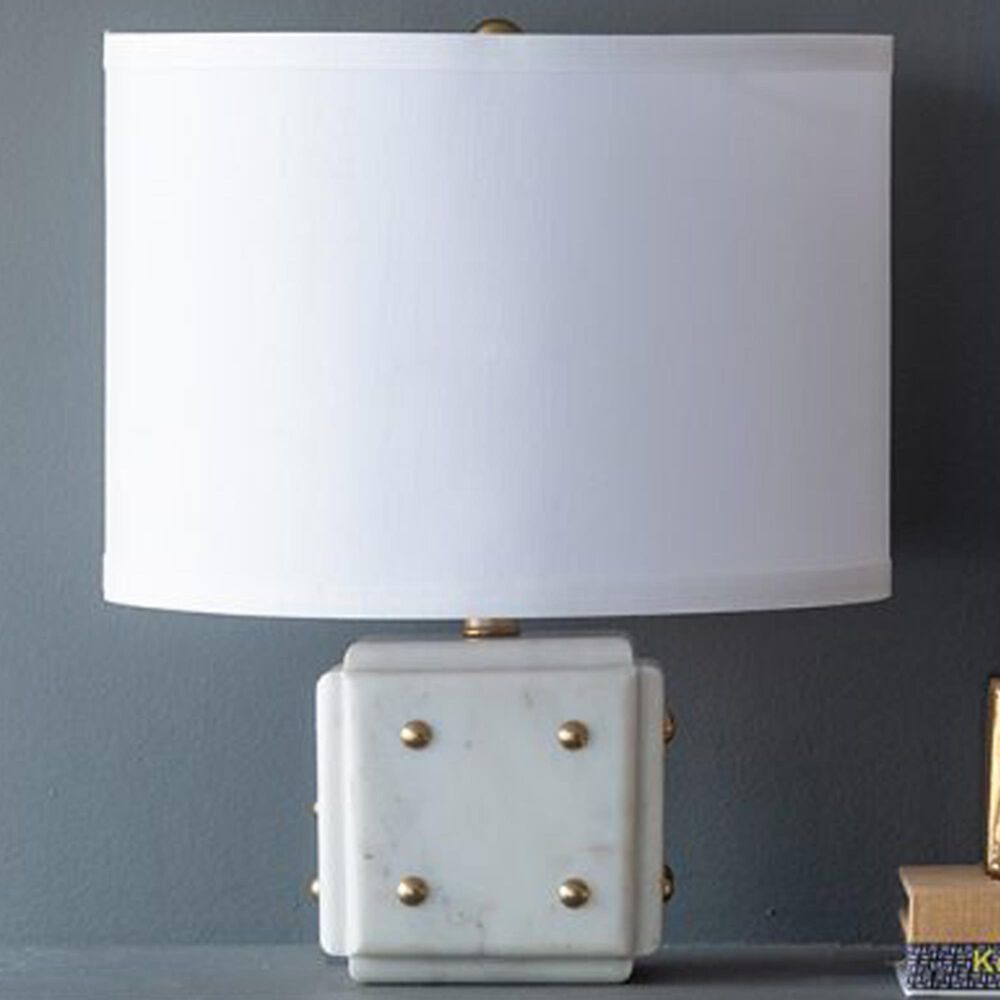 A&amp;B Home Anita Table Lamp with Collapsible Shade in White and Gold, , large
