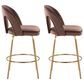 LumiSource Ava Swivel Counter Stool with Espresso Velvet Upholstery in Gold (Set of 2), , large