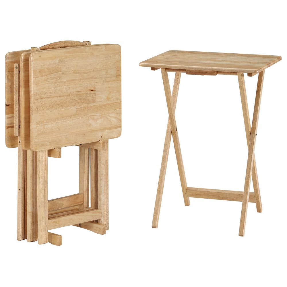 Coaster Donna 4-Piece TV Tray Table Set with Stand in Natural, , large