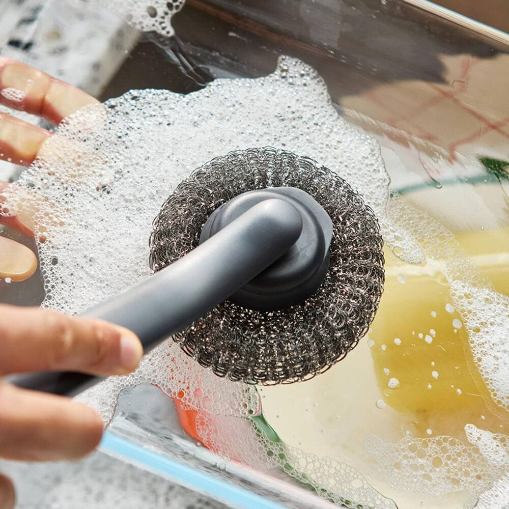 Joseph Joseph SinkTech Washing Up Brush and Sponge Set with Steel Stand in Grey, , large