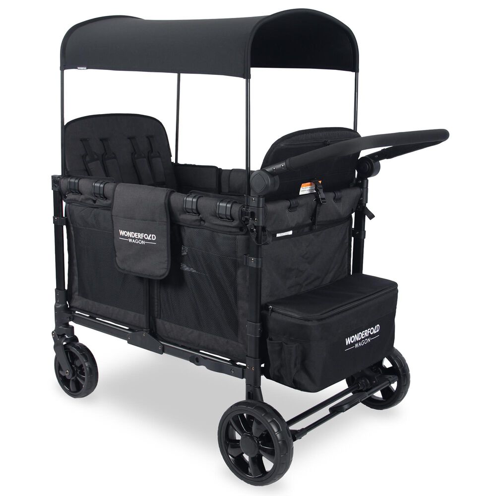 Wonderfold Elite Quad Stroller Wagon in Volcanic Black, , large