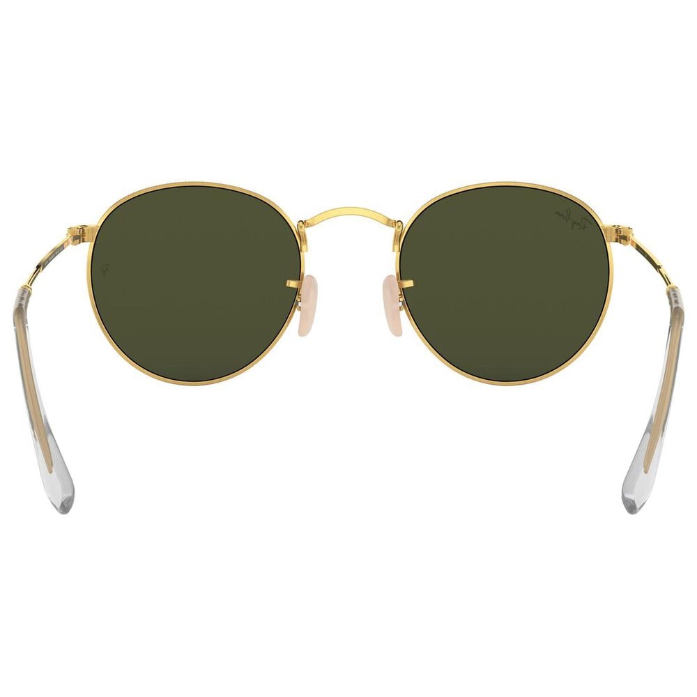 Rayban Glasses Round Metal Sunglasses with G-15 Green Lenses in Polished Arista Gold, , large