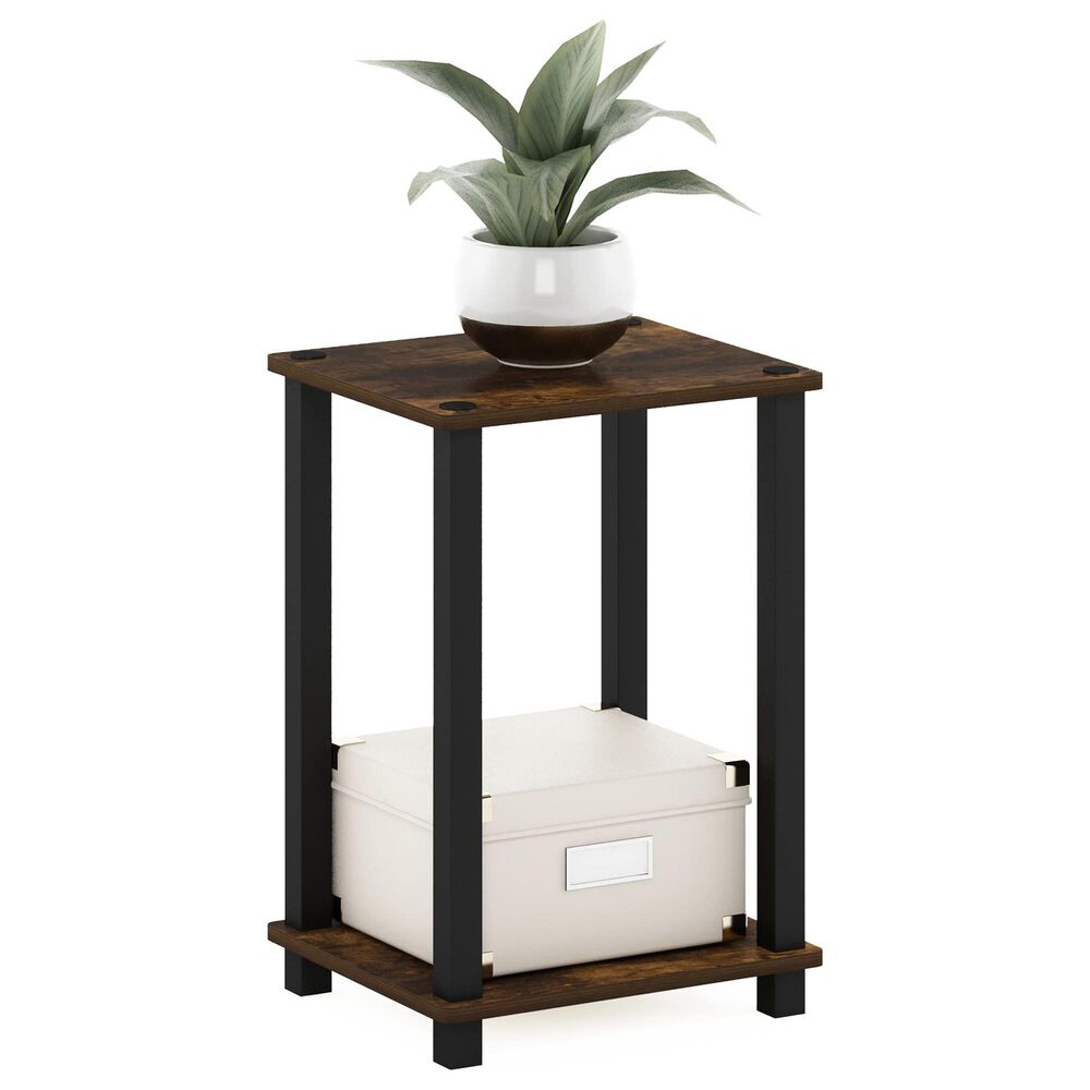 HOMLUX Simplistic 1-Tier End Table in Amber Pine and Black, , large