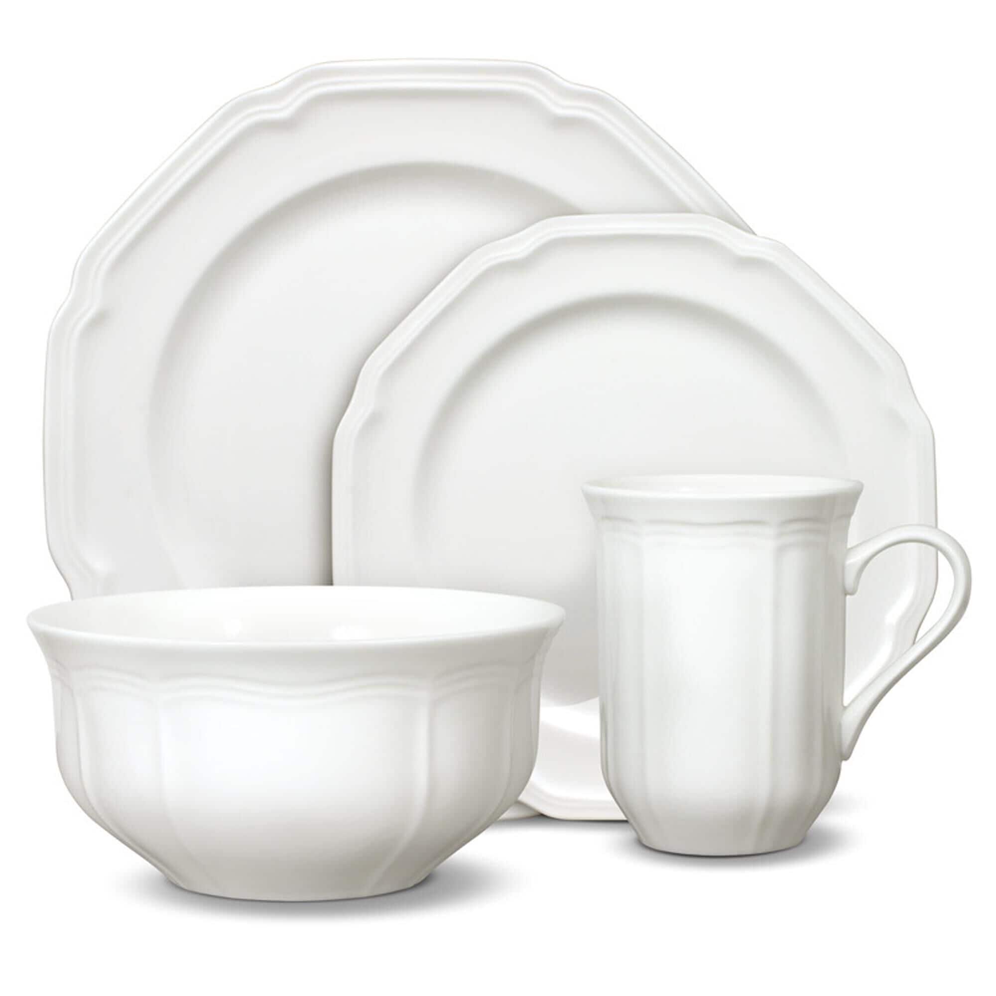 Lifetime Brands Mikasa Antique White 16 Piece Dinnerware Set NFM