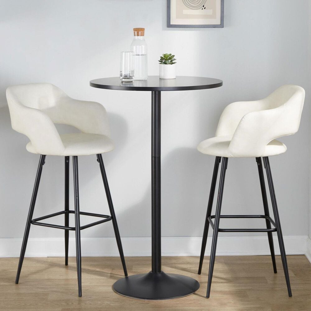 Lumisource Margarite Barstool with Cream Cushion in Black &#40;Set of 2&#41;, , large