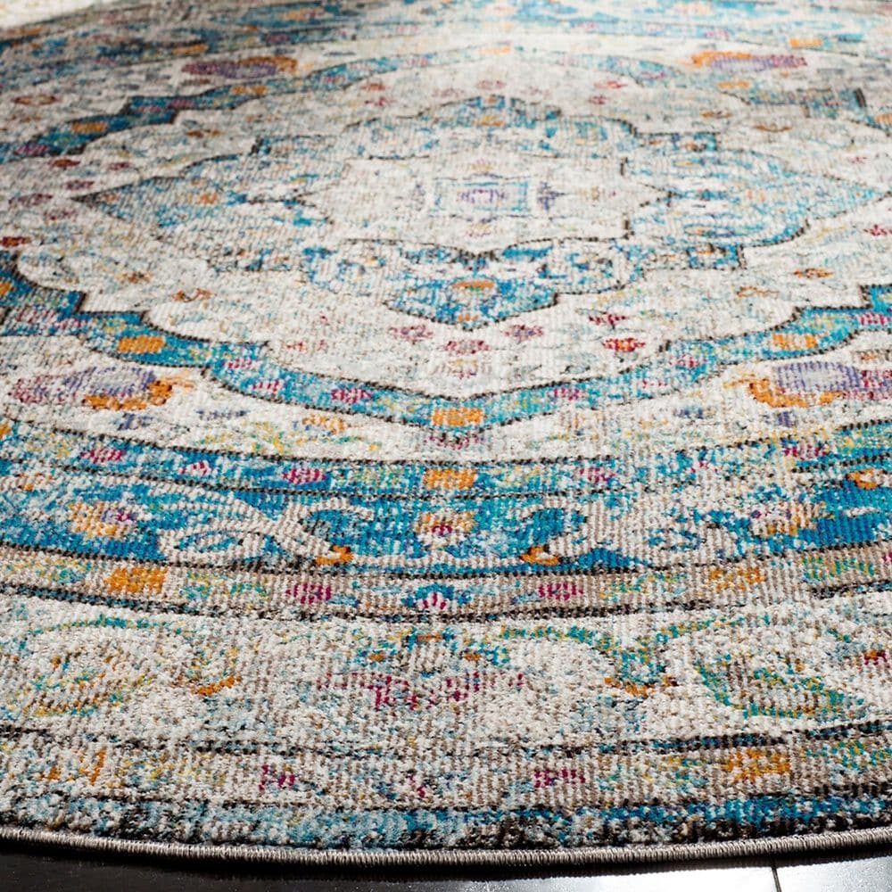 Safavieh Aria ARA106E 6&#39;6&quot; Round Beige and Blue Area Rug, , large