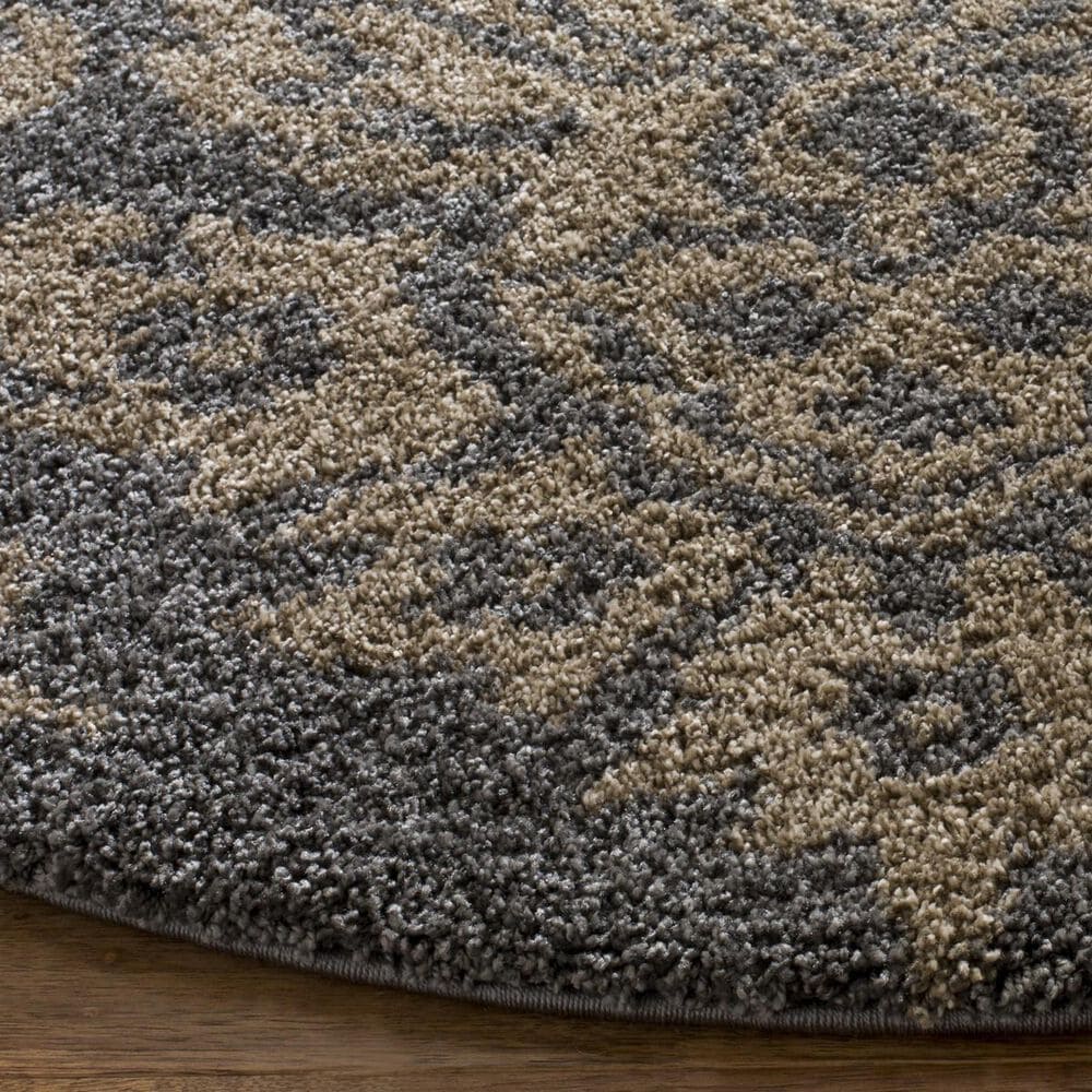 Safavieh Florida Shag SG460-8013 4&#39; Round Grey and Beige Area Rug, , large