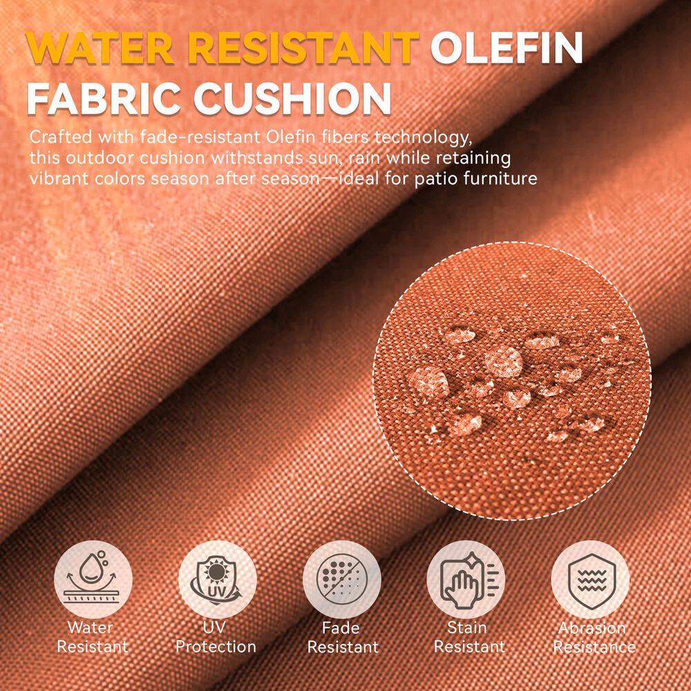 Sunwell Garden 22" Outdoor Seat and Back Cushion Set in Orange (Set of 3), , large