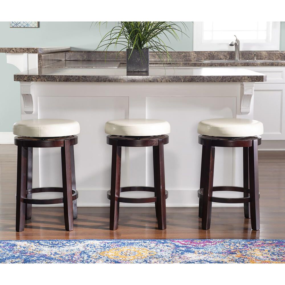 Linden Boulevard Maya Swivel Counter Stool with Beige Cushion in Brown, , large