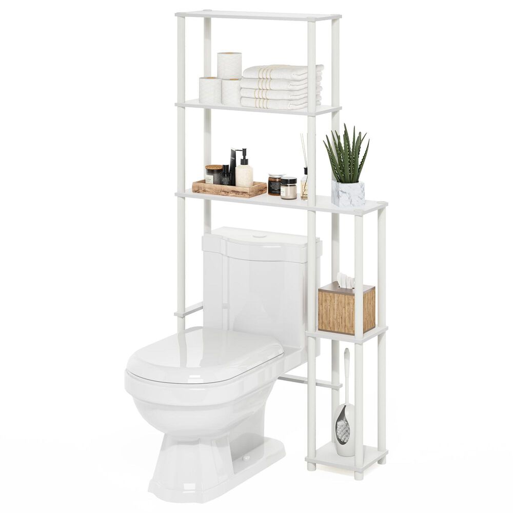 HOMLUX Turn-N-Tube 5-Shelf Toilet Space Saver in White, , large