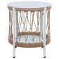 Hearth and Haven Outdoor Handwoven Rope Side Table with Glass Top in Beige and Natural, , large