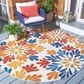 Safavieh Cabana CBN800A 5"3" Round Creme and Red Indoor/Outdoor Area Performance Rug, , large