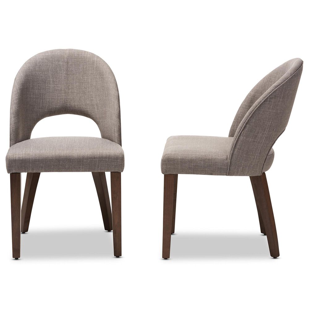 Baxton Studio Wesley Side Chair with Light Grey Cushion in Walnut (Set of 2), , large