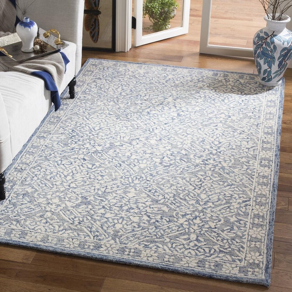 Safavieh Micro-Loop MLP510M 6' x 9' Blue and Ivory Area Rug, , large