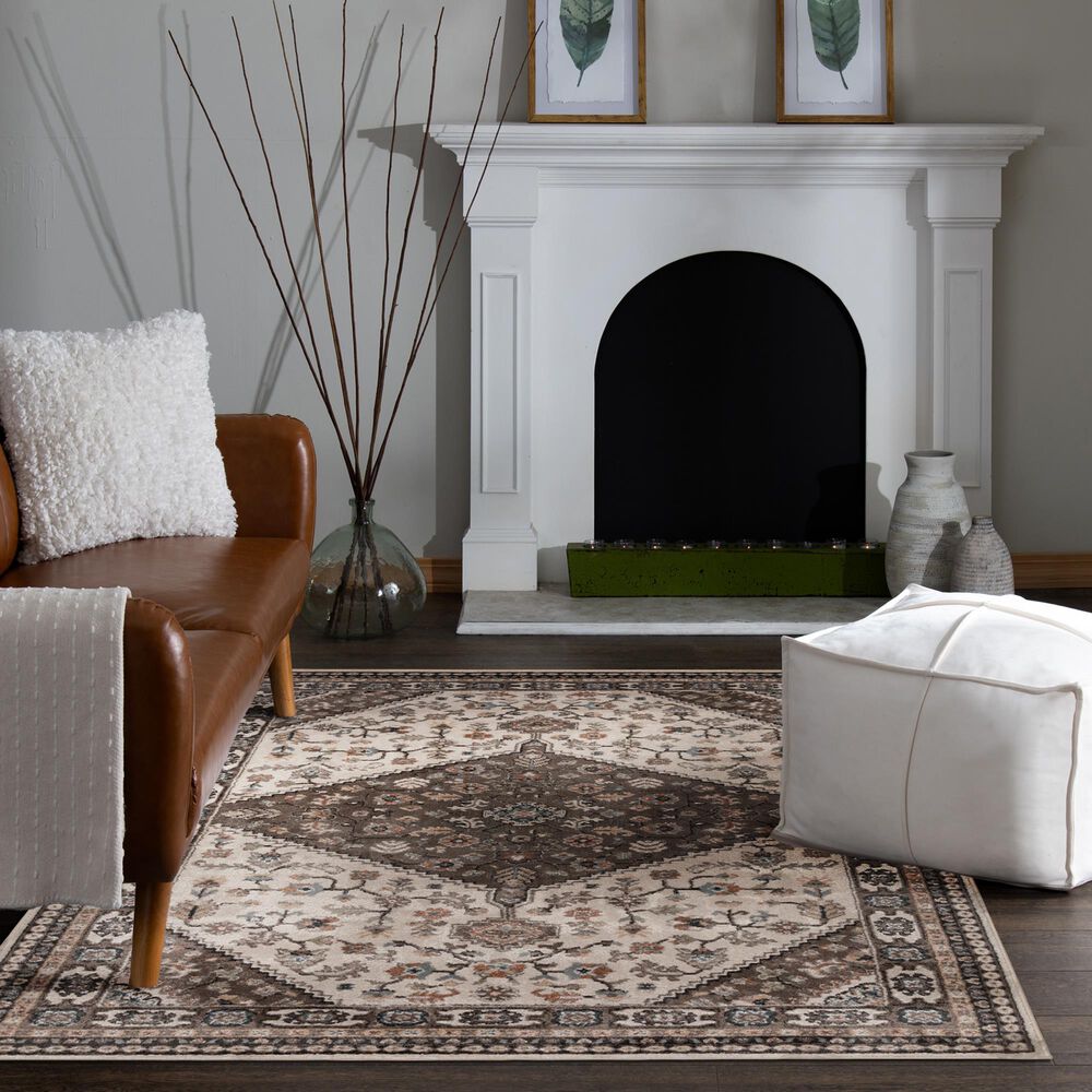 Central Oriental Heirloom Margot Tan and Navajo White 5'3" x 7'7" Area Rug, , large