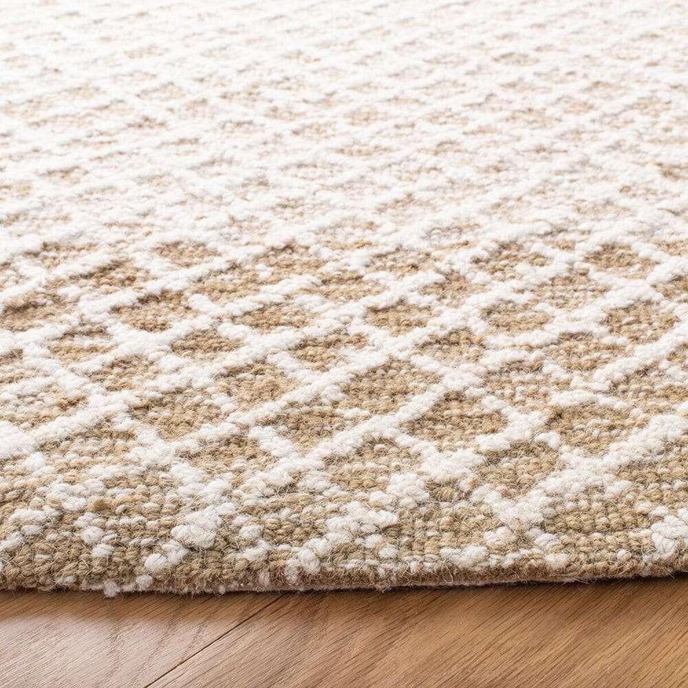 Safavieh Micro-Loop Geometric 5&#39; Round Beige and Ivory Area Rug, , large