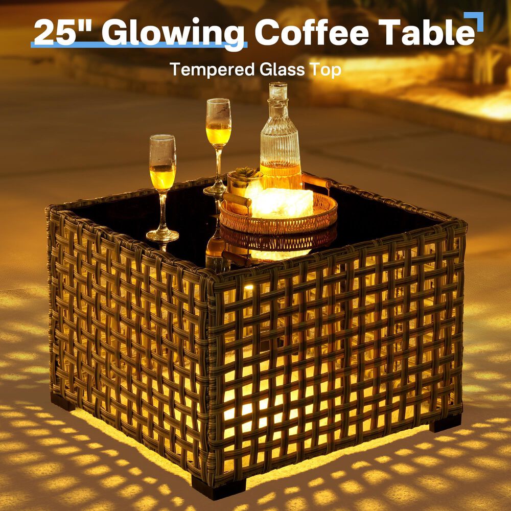 HOMLUX 6-Piece Patio Conversation Set with Coffee Table in Light Grey, , large