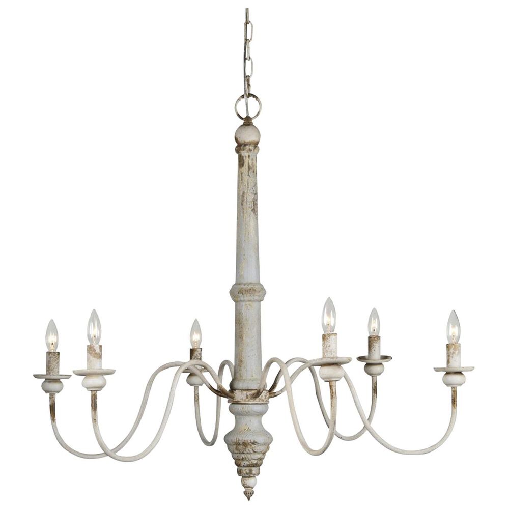 Southern Lighting Sasha 6-Light Chandelier in Distressed White, , large