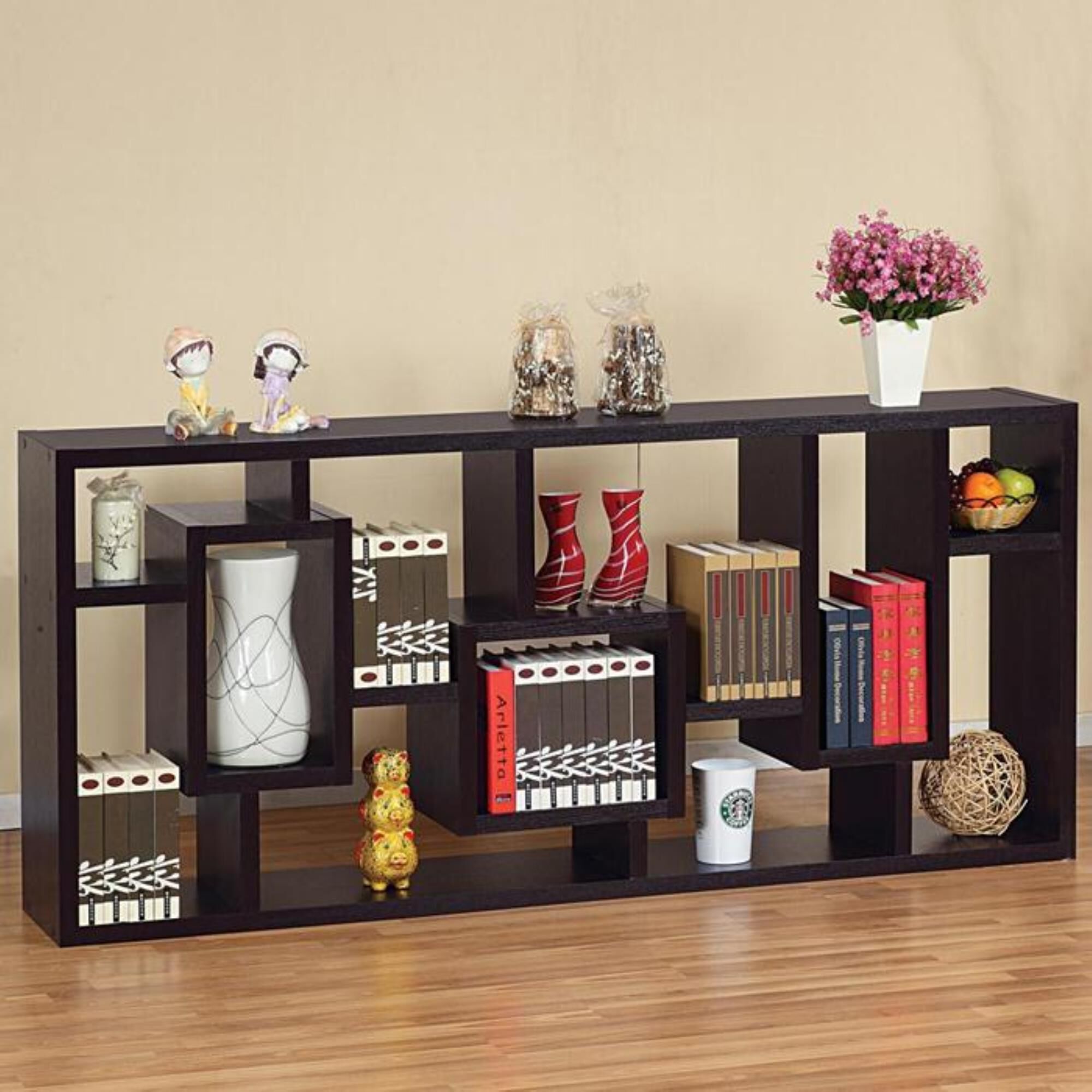 Living Essentials 8 Shelves Display Cabinet in Black | Nebraska