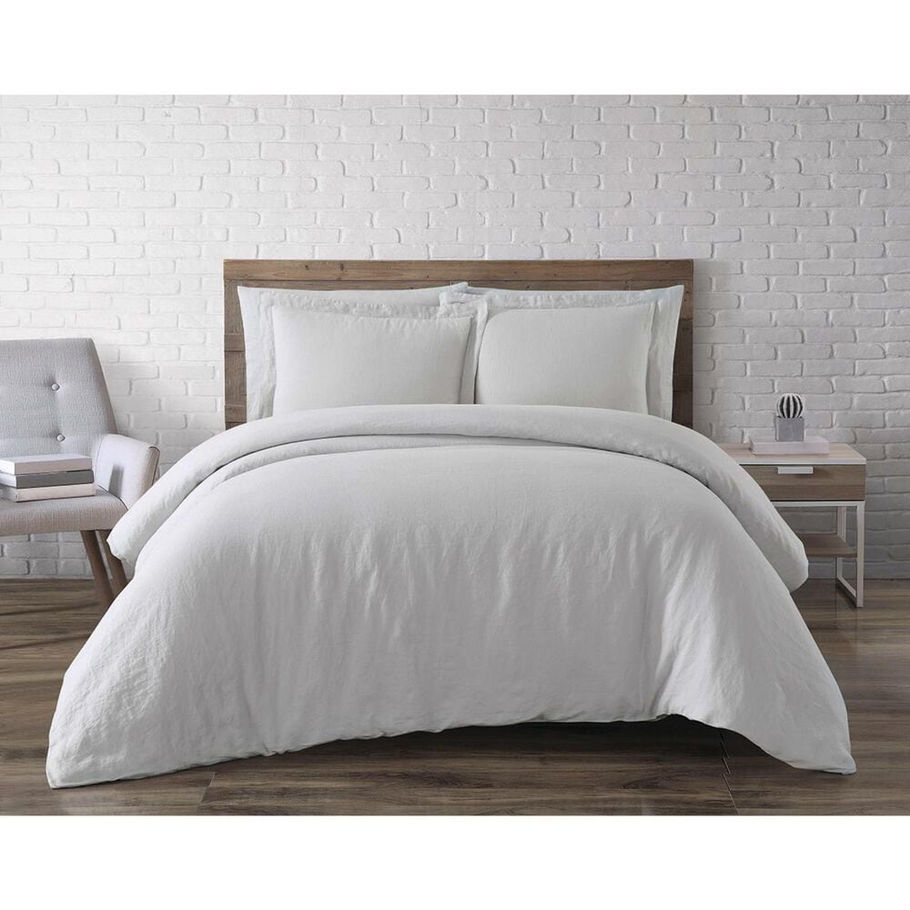Pem America Brooklyn Loom 3-Piece Full/Queen Linen Duvet Set in Platinum, , large