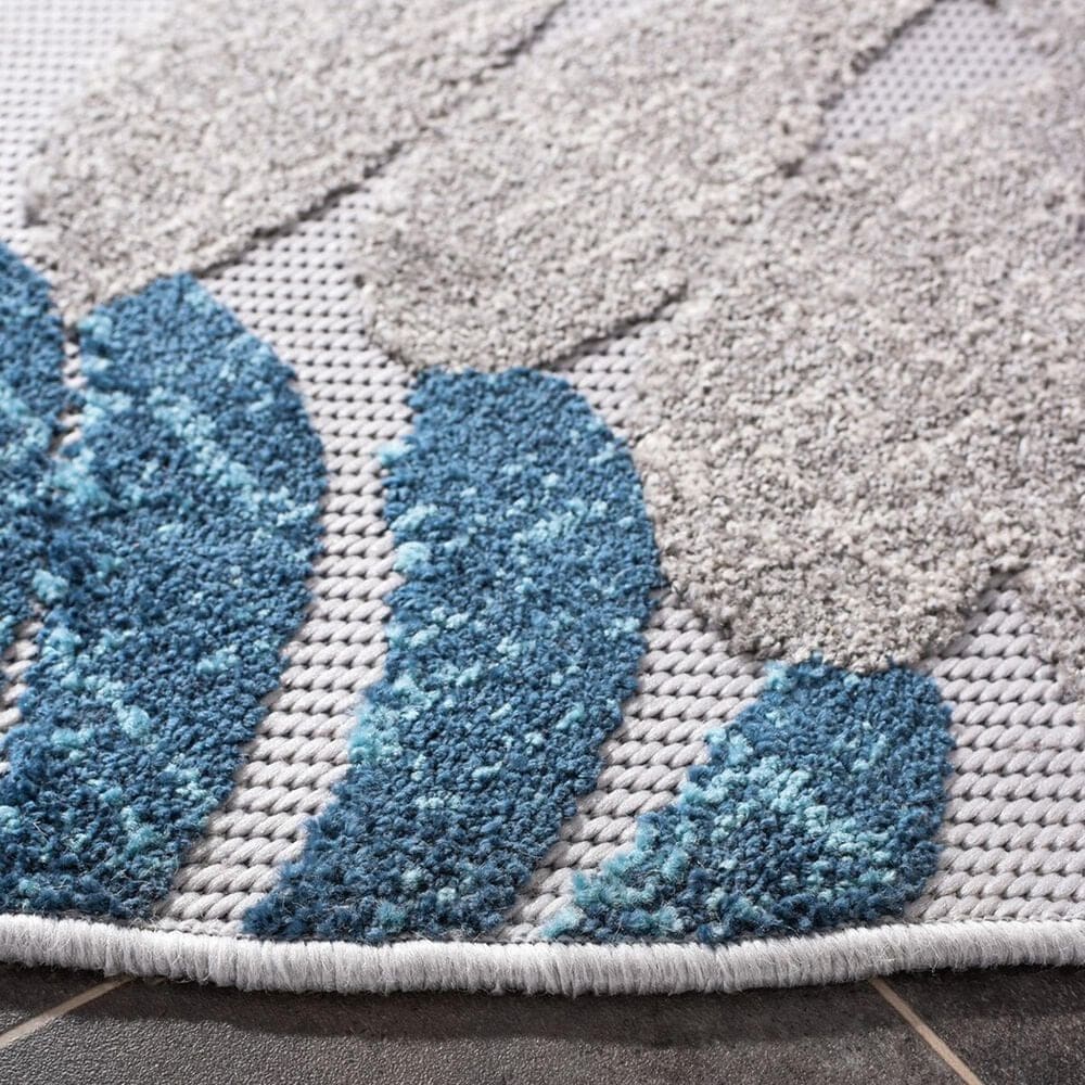 Safavieh Cabana CBN814F 6&#39;7&quot; Round Grey and Blue Indoor/Outdoor Area Performance Rug, , large