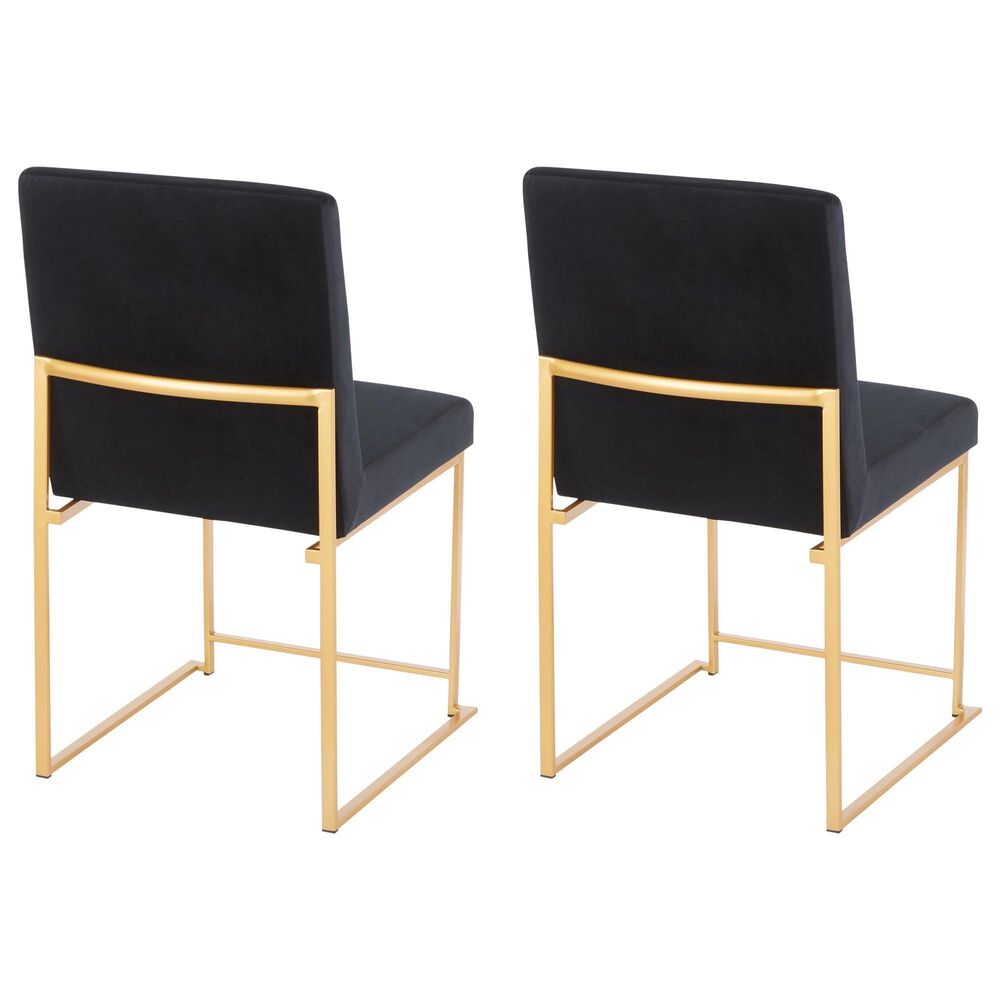 LumiSource Fuji Side Chair with Black Velvet Cushion in Gold (Set of 2), , large