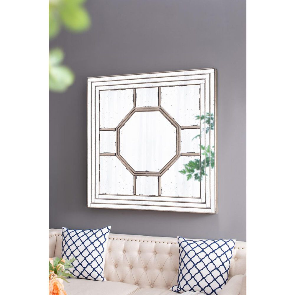 A&amp;B Home Irving Wall Mirror in Sliver and Weathered Gold, , large