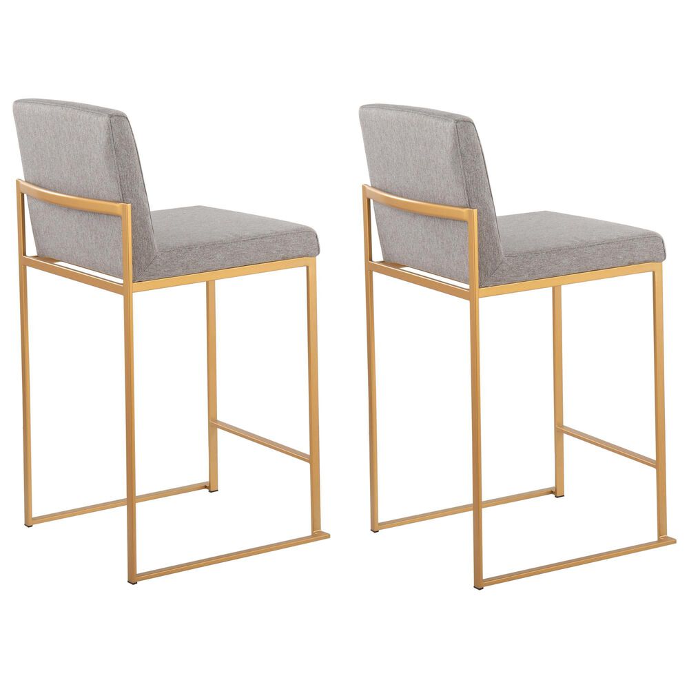 Lumisource Fuji Counter Stool with Grey Cushion in Gold Finish &#40;Set of 2&#41;, , large