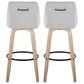 LumiSource Hannah Swivel Bar Stool with Grey Fabric Upholstery in Whitewashed and Black (Set of 2), , large