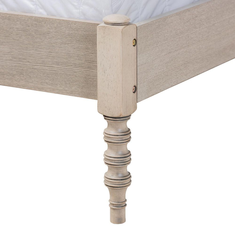 Baxton Studio Cielle Queen Platform Bed Frame in Antique White, , large