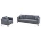 Blue River Heritage 2-Piece Sofa & Chair Set in Gray/Brushed Stainless Steel, , large