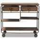 Baxton Studio Grant 2-Drawer Kitchen Cart in Oak Brown and Black, , large