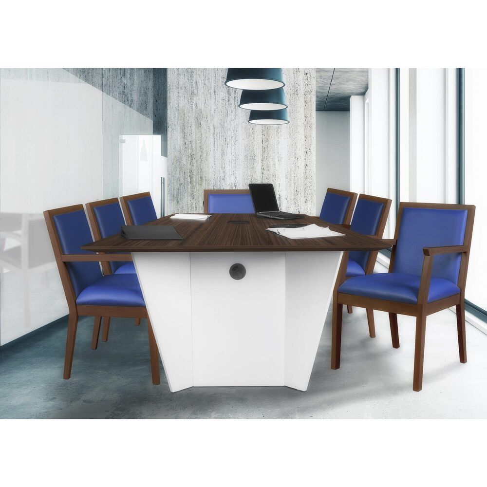 Regency Global Sourcing Regent WallGuard Guest and Reception Side Chair with Navy Blue Cushion in Neo Walnut, , large