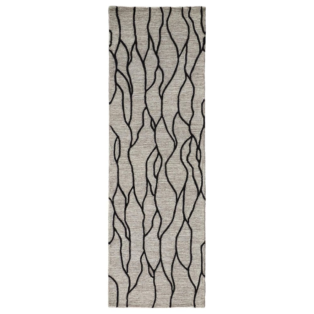 Feizy Enzo 2"6" x 8" Black and Taupe Runner, , large