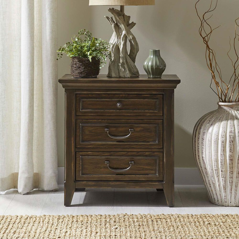 Belle Furnishings Paradise Valley Queen Bed and Two Nightstands in Saddle Brown, , large
