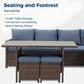 Hearth and Haven 7-Piece Outdoor Dining Set with Blue Cushion in Brown, , large