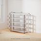 HOMLUX 5-Tier Shoe Rack in White Oak and Stainless Steel, , large
