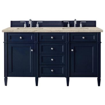 James Martin Brittany 60" Double Bathroom Vanity in Victory Blue with 3 cm Tajnar Eclos Top and Rectangular Sinks, , large