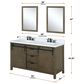 Lexora Home Marsyas 60" Double Bathroom Vanity in Rustic Brown with White Quartz Top and Rectangular Sinks, , large