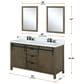 Lexora Home Marsyas 60" Double Bathroom Vanity in Rustic Brown with White Quartz Top and Rectangular Sinks, , large