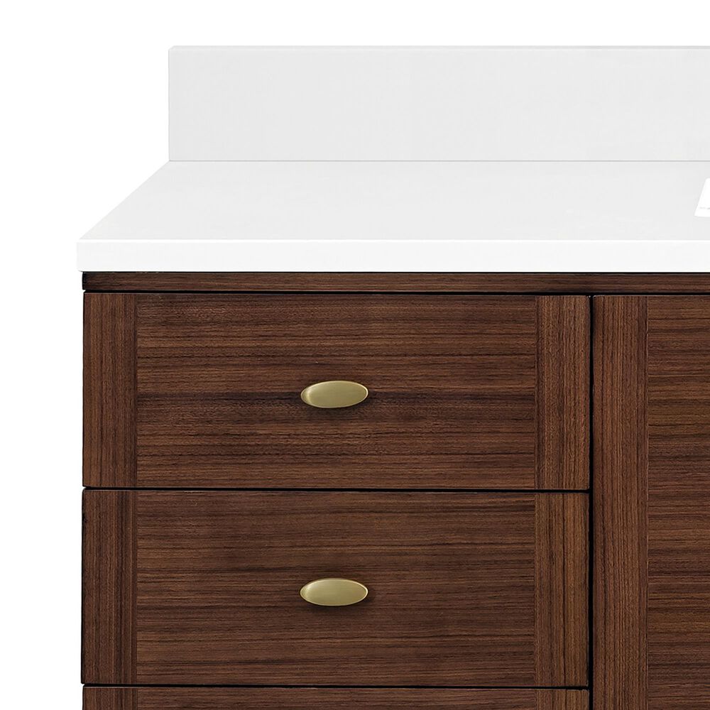 James Martin Vanities Amberly 60" Single Bathroom Vanity in Mid-Century Walnut with Single Hole 3 cm White Zeus Quartz Top and Rectangular Sink, , large